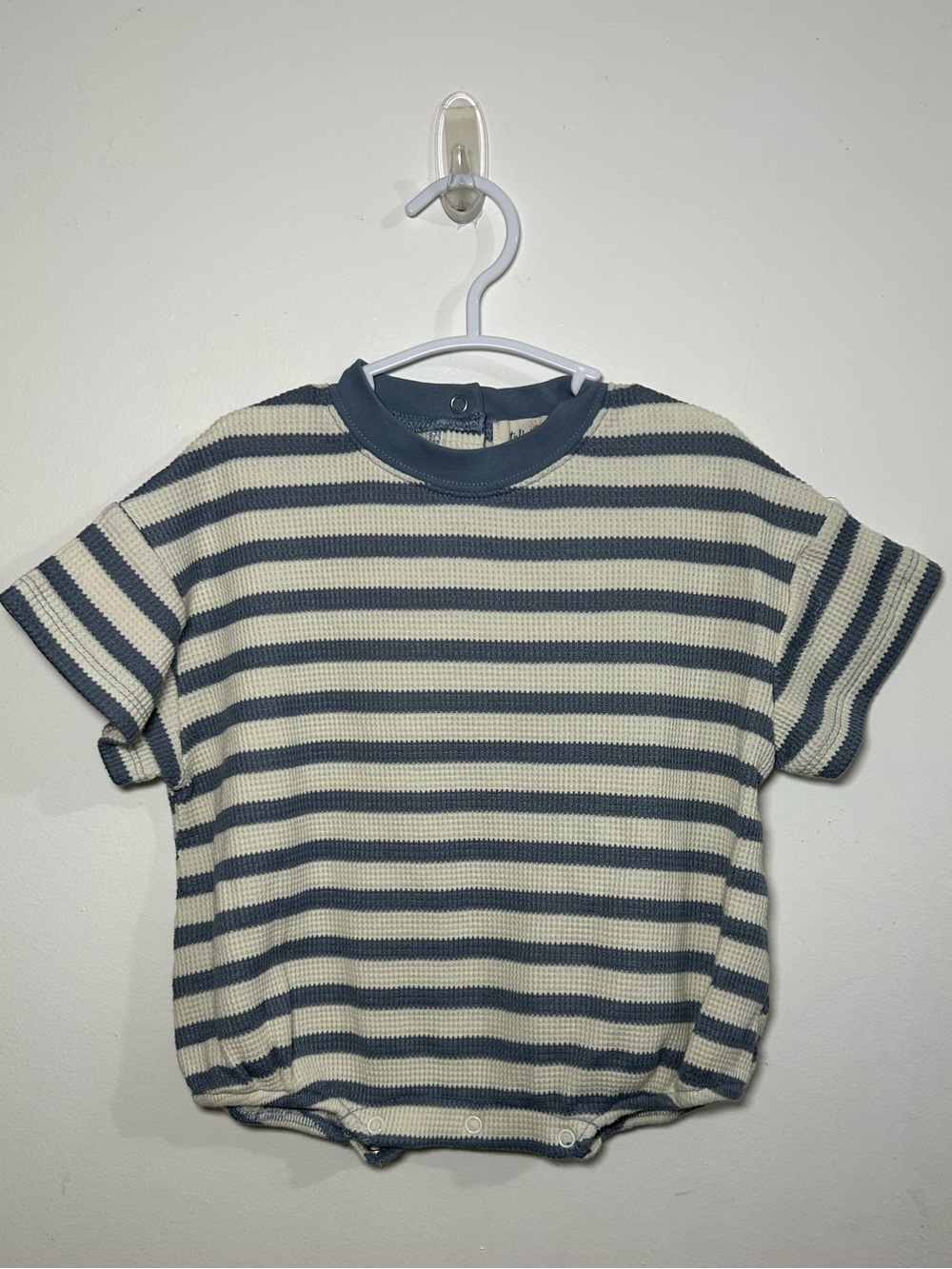 Tullabee Striped Baby Romper Top in Cream and Navy